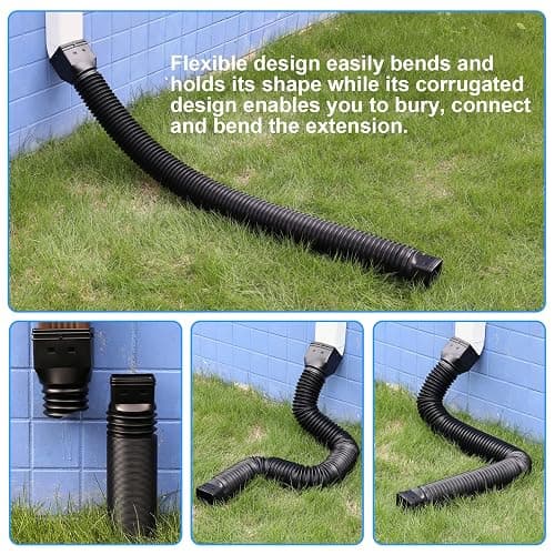 plusgutter Black 1-Pack Rain Gutter Downspout Extensions Flexible, Drain Downspout Extender,Down Spout Drain Extender, Gutter Connector Rainwater Drainage,Extendable from 21 to 68 Inches thumbnail 5