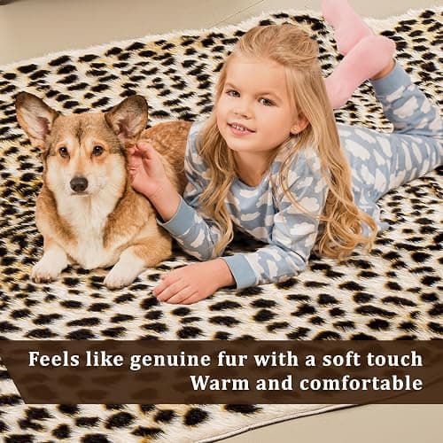WARM HAVEN Cheetah Print Rug, Leopard Rug 5.2x7 Faux Animal Print Skin Cheetah Area Rug for Bedroom Living Room Animal Fur Hide Rustic Antelope Multicolor thumbnail 6