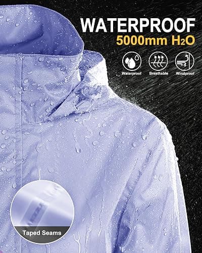 33,000ft Women's Rain Jacket Waterproof Lightweight Packable Raincoat with Hood for Golf Hiking Travel Windbreaker thumbnail 3