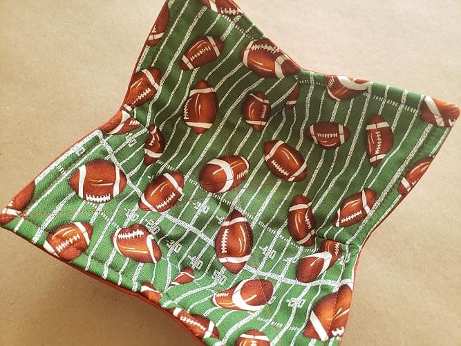 Football Microwave Bowl Cozy Stadium Field Reversible Microwave Potholder Football Bowl Holder Sports Kitchen Linens PE Teacher Coach Tailgate Handmade Gifts Under 10 thumbnail 3