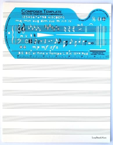 Song Writer's Composing Template Stencil for Music Notes & Symbols with Manuscript Staff Paper Tablet thumbnail 3