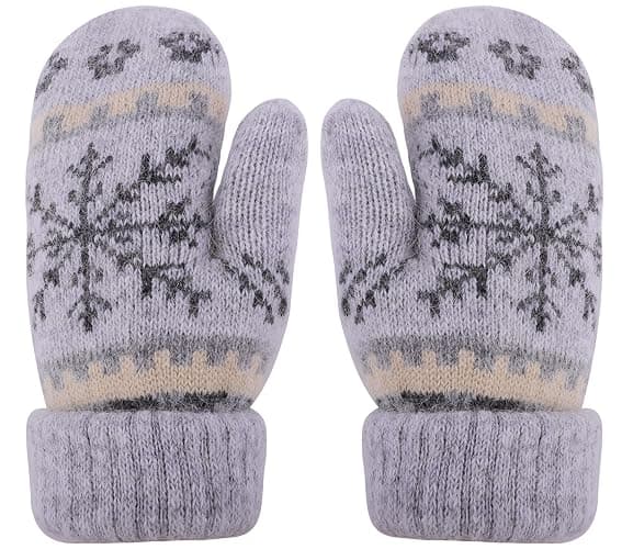 Winter Warm Mittens for Women Men - Soft-Double Layer-Snowflake Cold Weather Stretch Thick Lining Knitted Gloves - Image 1