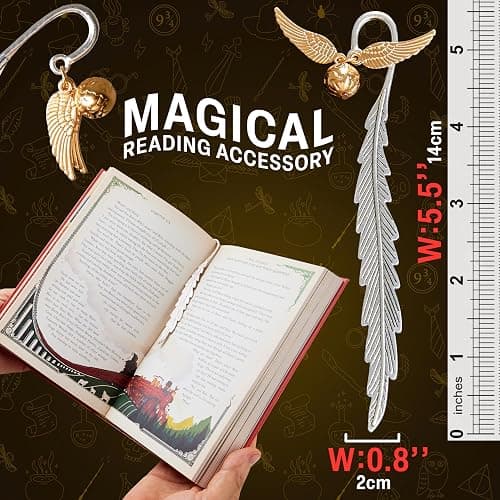 Harry Potter Metal Bookmark with Hanging Charm Golden Snitch Hogwarts Reading Gifts Book Lovers Gift Box (Golden Snitch) thumbnail 3