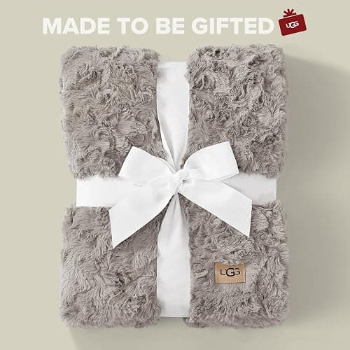 UGG Adalee Faux Fur Throw Blanket Luxury Lightweight Cozy Soft Throw for Couch Bed or Chair Hypoallergenic Machine Washable Double-Sided Fluffy Blanket Home Decor, 50-inch x 70-inch, Seal Grey thumbnail 6