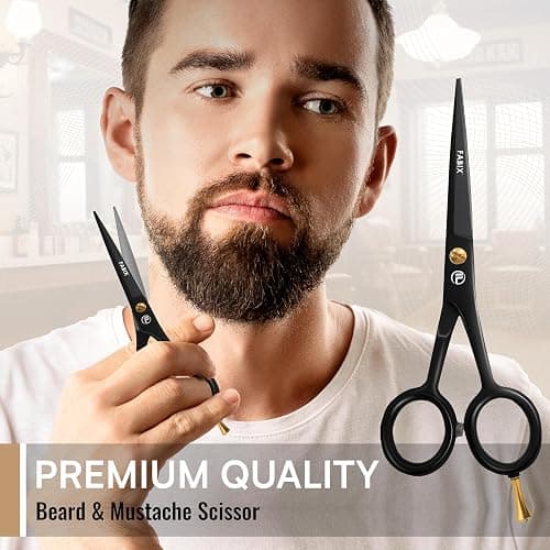 5” Professional Beard Mustache Scissors with 1 Beard Comb, 1 Mustache Comb and Travel Pouch - Perfect Beard Trimming Scissors for All Facial Hair Scissors - Grooming Scissors thumbnail 6