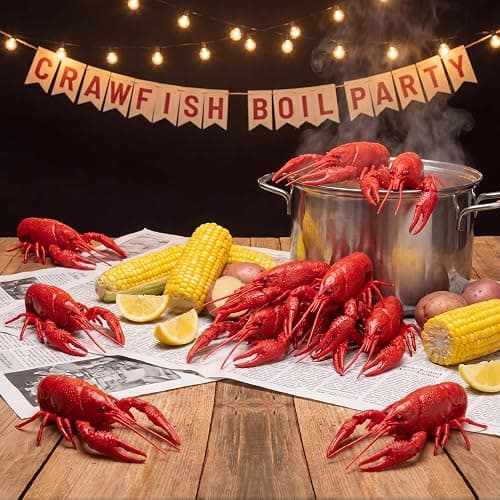 Juexica 15 Pcs 3.5inch Red Fake Crawfish, Plastic Small Lobster Boil Party Supplies, Seafood Boil Party Decorations Fake Sea Creature Models thumbnail 2