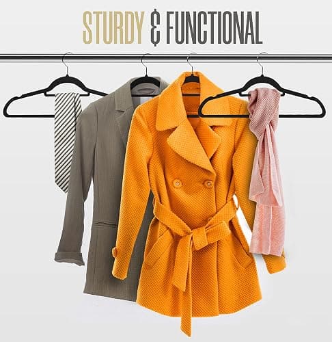 Utopia Home Premium Velvet Hangers 50 Pack – Non-Slip Slim Clothes Hangers with Tie Bar & 360° Swivel Hook, Space-Saving Felt Hangers for Shirts, Pants & Dresses (Black) thumbnail 6