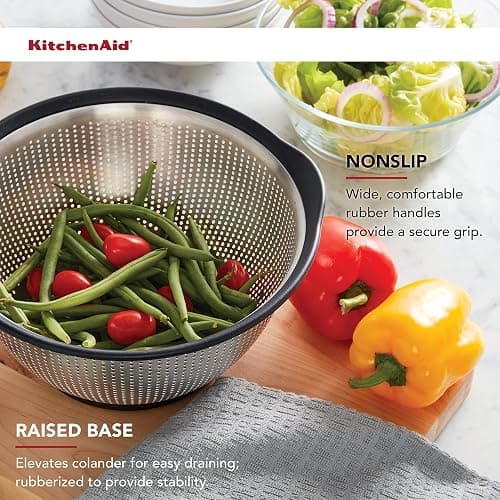 KitchenAid Stainless Steel Colander, 5 Quart, Black thumbnail 5