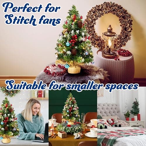 Disney Stitch Mini Christmas Tree, 1.7ft Tabletop Artificial Small Christmas Tree with LED Lights, Xmas Decorations for Home, Office Gifts (Multi Stitch) thumbnail 5