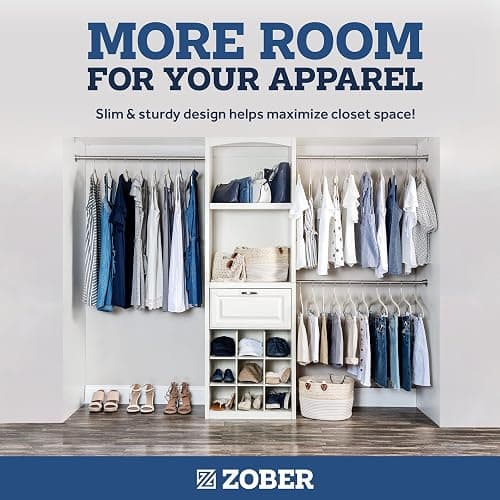 Zober Velvet Hangers 50 Pack - Ivory for Coats, Pants & Dress Clothes - Non Slip w/ 360 Degree Swivel, Holds up to 10 lbs - Strong Felt Hangers for Clothing thumbnail 4