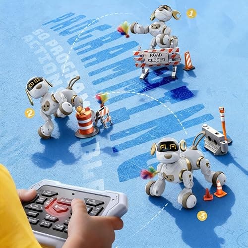 Ruko 18011 Smart Robot Dog, Interactive Puppy with 30 LED Expressions, 20 Actions & 50 Programmable Commands, Voice & Touch Control, Toy for Kids Age 3+ thumbnail 5