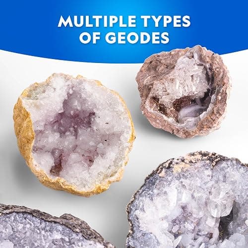 National Geographic Break Open 4 Geodes Science Kit – Includes Goggles and Display Stand - STEM Science Gift for Boys and Girls, Break Your Own Geodes with Crystals (Amazon Exclusive) thumbnail 4