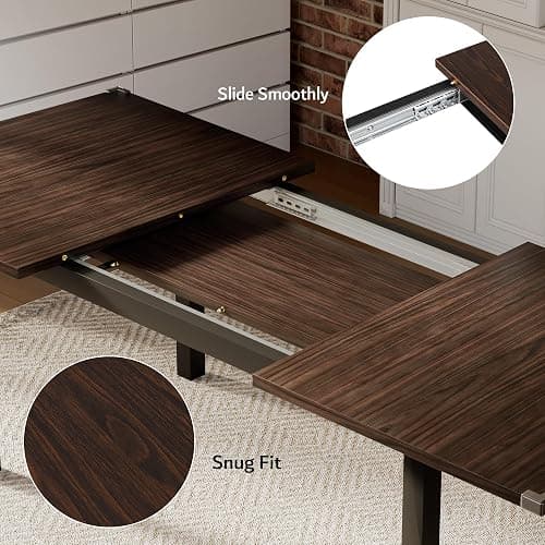 iPormis 7 Pieces Dining Table & Chairs Set for 4-6, 63" Extendable Kitchen Table and 6 Chairs, Dining Room Table with MDF Board & Metal Frame, Perfect for Small Space, Easy Clean, Espresso thumbnail 5