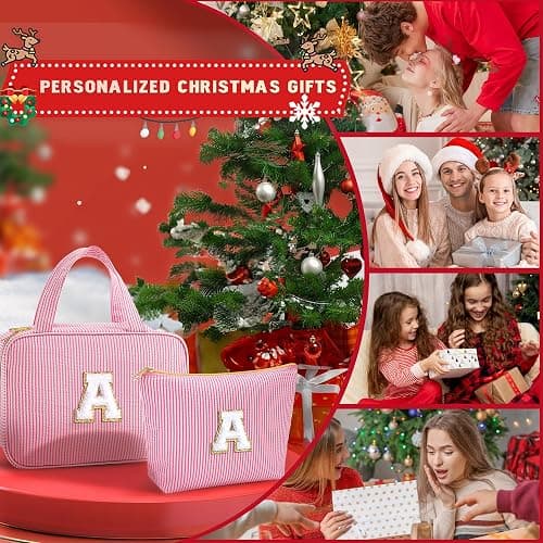 YOOLIFE Stocking Stuffers for Teen Girls Gifts Trendy Stuff - Hanging Initial Toiletry Bag for Women Teen Girls, Gifts for Mom Daughter Sister Friends, Letter E, Pink thumbnail 3