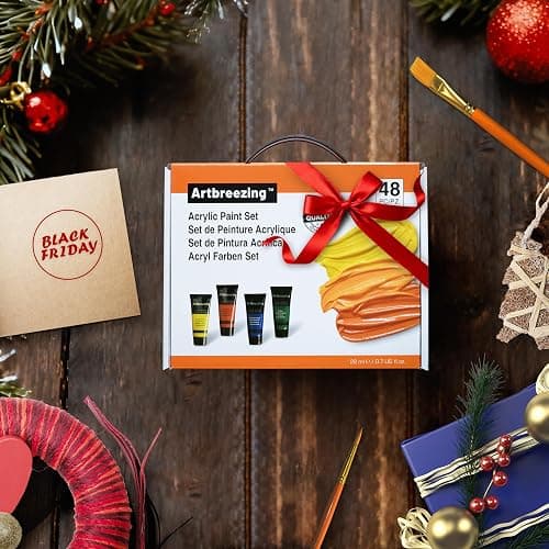 Artbreezing Acrylic Paint Set,48 Colors 0.74 oz/22ml Tubes,Highly Pigment Art Paints for Canvas,Wood,Fabric,Paper, Giftable Choice for Artists,Beginner to Pro (48 Colors) thumbnail 2