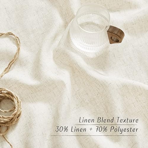 NICETOWN Natural Linen Curtains 84 inch Long 2 Panels Set, Grommet Top Thick Linen Burlap Semi Sheer Vertical Drapes Privacy Assured with Light Filtering for Bedroom/Living Room, W55 x L84 thumbnail 3
