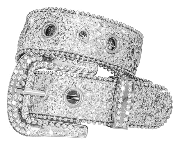 Women Men Rhinestone Belt Western Cowgirl Cowboy Bling Studded Leather Belt for Jeans Pants (suit for waist 27-39") thumbnail 8