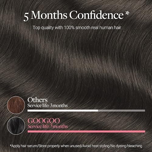 GOO GOO Clip in Hair Extensions Real Human Hair, Remy Human Hair Extensions Clip ins for Women, Natural Human Hair, 18inch 120g 7Pcs, 1C Mocha Brown thumbnail 3