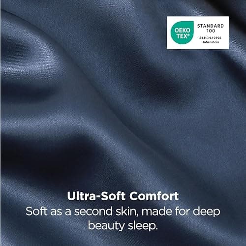 Bedsure Satin Pillowcases, Similar to Silk Pillow Cases Queen Size Set of 2, Pillow Case for Sleeping Women with Envelope Closure, Gifts for Women Men, Blue, 20x30 Inches, 2pcs thumbnail 6