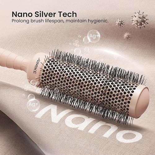 AIMIKE Round Brush for Blow Out, Extra Long Round Hair Brush w/Nano Thermal Ceramic & Ionic Tech, for Blow Drying & Styling, Curling and Shine - Barrel 1.7 inch thumbnail 4