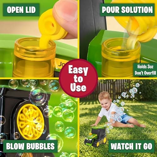 John Deere Bubble N Go Tractor, Battery Powered Bubble Blowing Toy with Real Headlights and Smart Motion Sensors thumbnail 6
