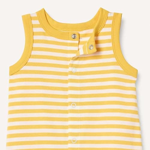 Amazon Essentials Unisex Babies' Cotton Jersey Sleeveless and Short-Sleeve Romper Set, Pack of 2 thumbnail 3