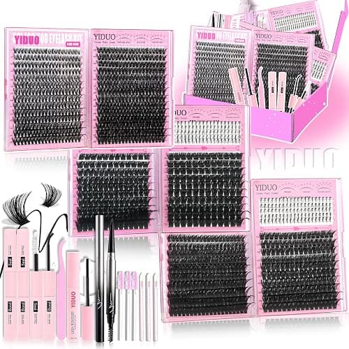 YIDUO 6 Styles Mix Lashes Clusters Kit 3 Box Cluster Lash Book Kit with 2X Bond&Seal 1520Pcs 100D/200D/300D Volume Individual Eyelash Extension Gift Packs for Beginners. DIY at Home Easily - Image 1