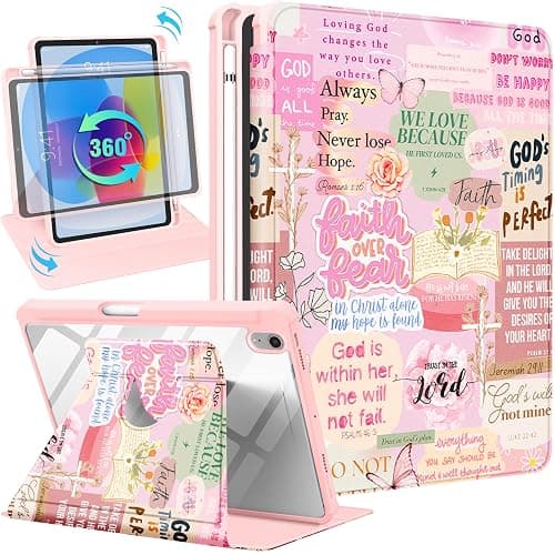 Uppuppy for iPad mini 7 Case (A17 Pro) for iPad mini 6th Generation Case - 360 Rotating Stand Folio Smart Cover with Pencil Holder for Women, Christian Words for Apple Tablet Mini 8.3 inch 2024/2021 - Image 1