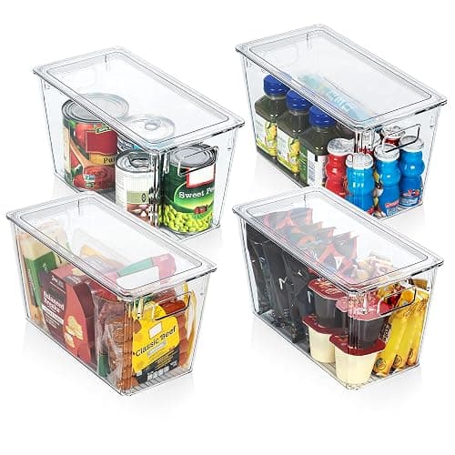 ClearSpace Modern Plastic Storage Bins with Lids – Perfect Kitchen Organization or Pantry Fridge Organizer, 4 Pack, 12.5" x 6" x 7", 9L Capacity Each, BPA Free, Stackable thumbnail 5