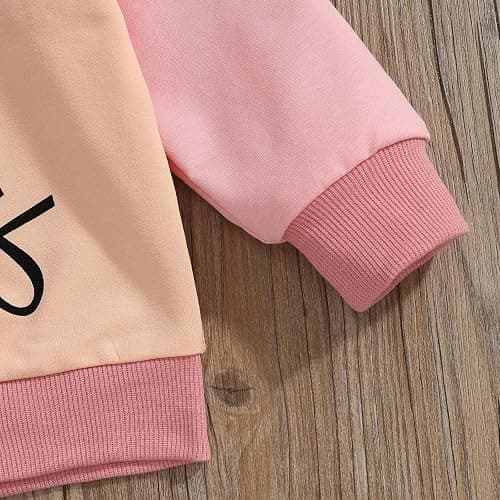 WZTYYDS Toddler Baby Girl Clothes 1T 2T 3T 4T 5T Fall Winter Outfits Contrast Color Long Sleeve Sweatshirt + Pants Sets thumbnail 6