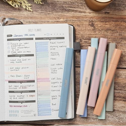 BLIEVE- Aesthetic Bible Highlighters No Bleed Through Assorted Colors, Cute Highlighter Dual Tip For Journaling Supplies And School Accessories, Bible Highlighters And Pens No Bleed (COASTAL DREAM) thumbnail 5