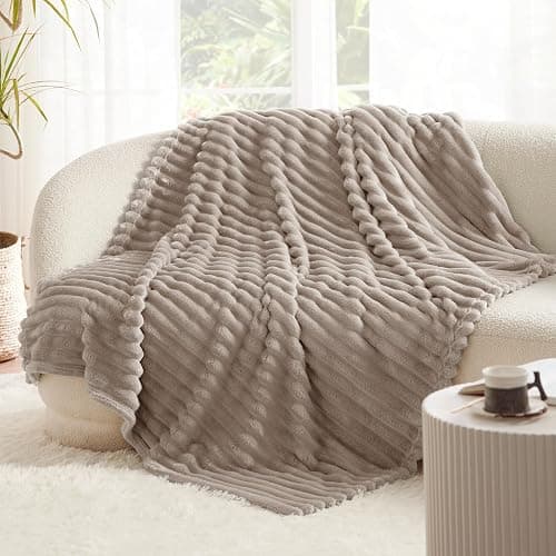 Bedsure GentleSoft Brown Throw Blanket for Couch - Cozy Soft Fleece Blankets for Women, Cute Small Throws for Girls, Mocha Meringue, 50x60 Inches thumbnail 6