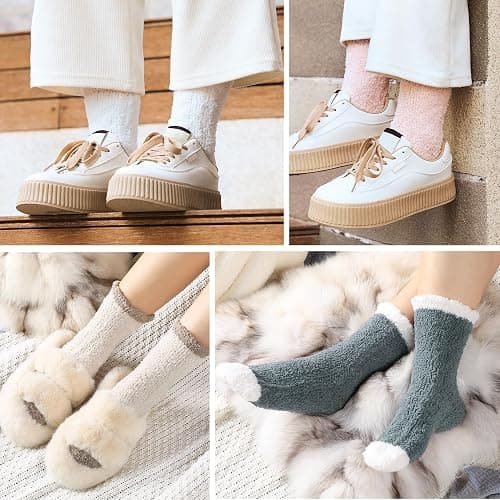 fauson Fuzzy Socks for Women, Fluffy Socks Womens, Cozy Slipper Sock for Women, Womens Winter Warm Fuzzy Sleeping Sock thumbnail 2