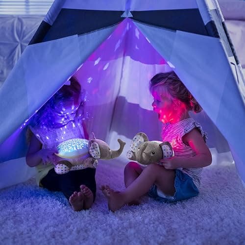 SwaddleMe Slumber Buddies Kuscheltuch (Grauer/Grüner Elefant) - Projektor-Nachtlicht für Kinder mit beruhigenden Liedern und Geräuschen - Slumber Buddy Eddie Elefant thumbnail 5
