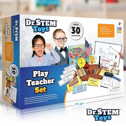 Dr. STEM Toys - Play Teacher Role-Play Set Includes Reusable White Board, Bell, Report Cards, for Home or Classroom, Over 30 Pieces Included, Gift for Kids, Complete Set thumbnail 3