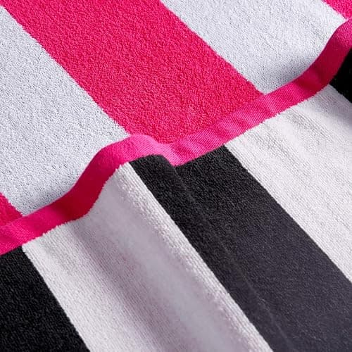 Juicy Couture Black/Hot Hot Pink/White Pink Reversible Cabana 36" x 72" 100% Cotton Oversized Beach Towel - Soft, Absorbent, and Quick-Drying, Perfect for Beach, Pool, or Travel thumbnail 4