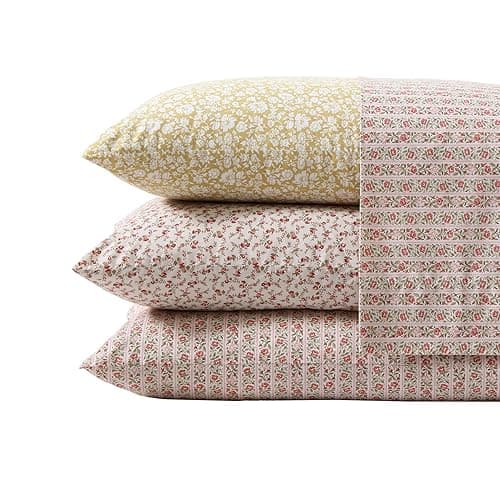 Laura Ashley - King Sheets, Cotton Percale Bedding Set, Lightweight & Breathable Home Decor, Oeko-Tex Certified (Heirloom Ditzy Gold, King) thumbnail 9