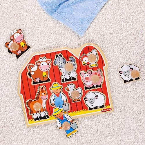 Melissa & Doug Farm Animals Jumbo Knob Puzzle, Wooden Peg Puzzle for Toddlers, Educational Toy for Shape Recognition and Fine Motor Skills, Ages 1+ thumbnail 10