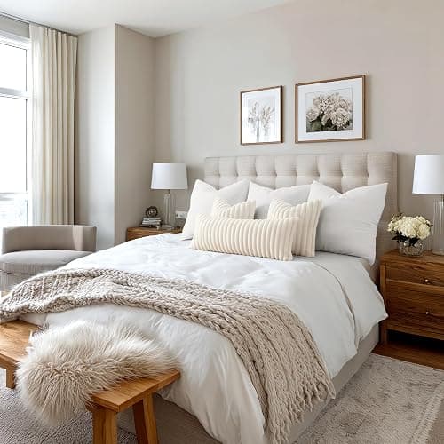 MIULEE Faux Fur Decorative Throw Pillow Covers 18x18 Inch Set of 2, Modern Spring Home Decor Soft Plush Couch Pillows Cozy Fluffy Cushion Covers for Sofa Bed Beige thumbnail 6
