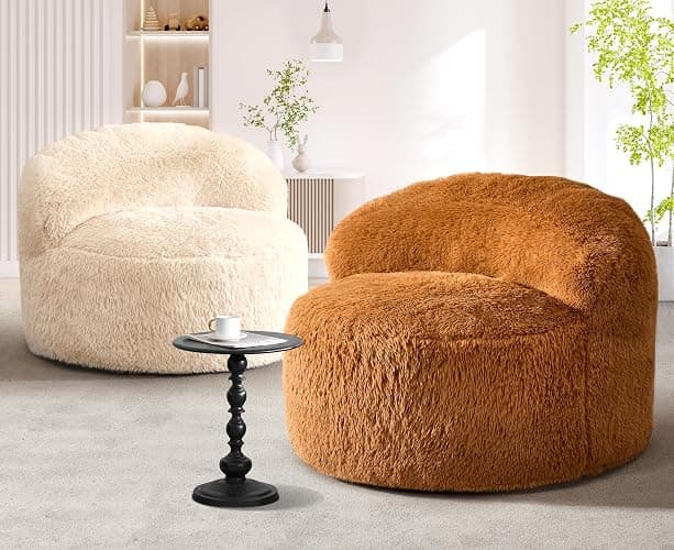 Hobestluk Bean Bag Chair Big Bean Bag Chairs for Adults Giant Adult Bean Bag Chair with Foam Filler Large Beanbags with Stuffed Back Lazy Sofa, White-Standard thumbnail 7