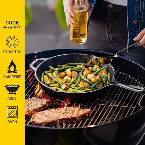 Lodge Pre-Seasoned Cast Iron Skillet Set - Set Includes 8 Inch Skillet, 10.25 Inch Skillet, and 12 inch Skillet - 3 Piece thumbnail 3