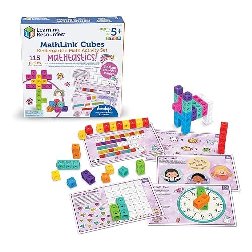 MathLink Cubes Kindergarten Math Activity Set Mathtastics!, Math Teaching Toys, PreKManipulatives, Children’s Math Games, 115 Pieces, Age 5+ - Mathtastics