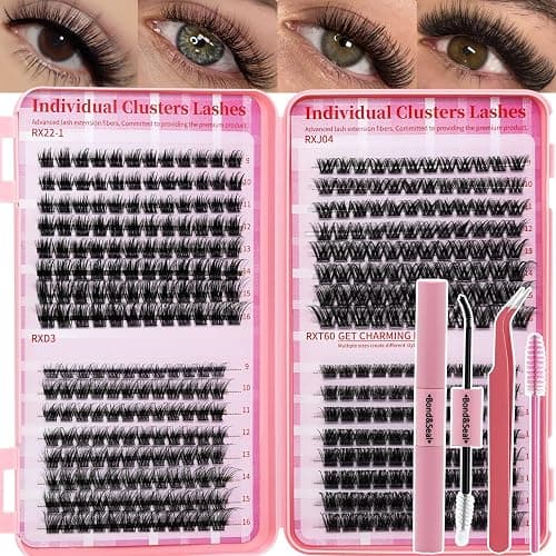 RITALASH Lash Extension Kit DIY Lash Clusters Kit Cluster Lashes Mixed Tray Eyelash Extension Kit Soft Thin Band Individual Lashes with Lash Bond and Seal,Lash Tweezers,Mascara Brush(RX Kit,9-16mm) - Image 1