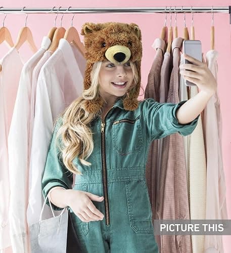 Puzzled Brown Grizzly Bear Hat - Soft Plush Animal Beanie with Ear Flaps, Cozy Fleece, Warm Winter Hat for Kids, Teens, Adults - One Size thumbnail 6