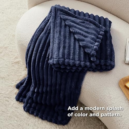Bedsure GentleSoft Navy Blue Throw Blanket for Couch, Father Birthday Gifts for Men Husband Dad, Cozy Soft Blankets for Women, Cute Small Fleece Throws, Navy, 50x60 Inches thumbnail 7