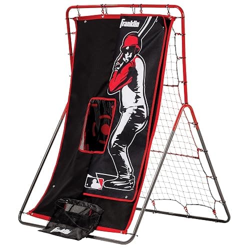 Franklin Sports Baseball Pitching Target and Rebounder Net - 2-in-1 Switch Hitter Pitch Trainer + Pitchback Net - Pitching Target with Hitter + Strikezone, Red - Image 1