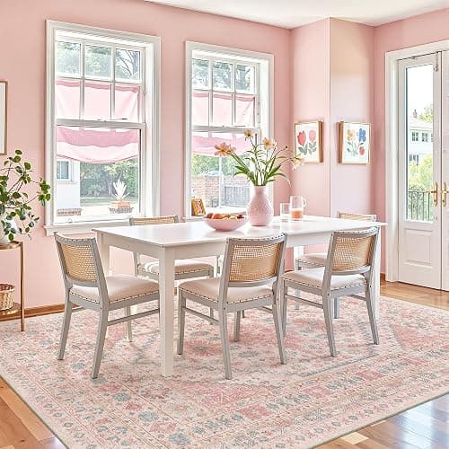 zesthome Pink Rug - 5x7 Area Rugs for Bedroom, Stain Resistant Washable Rugs for Nursery Room, Living Room, Home Decor, Girls Rug (Pink/Blue,5'x7') thumbnail 9