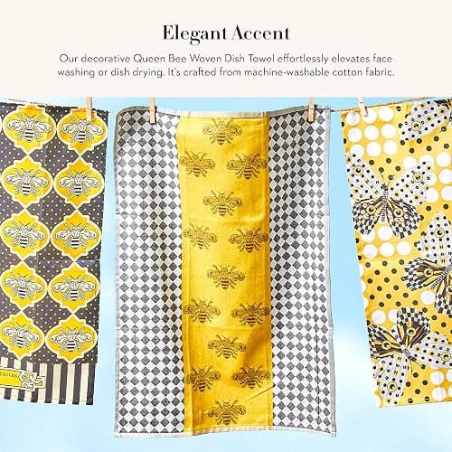 MACKENZIE-CHILDS Cotton Dish Towel, Cute Decorative Kitchen Dish Towel for Cleaning and Home Decor, Queen Bee Woven thumbnail 3