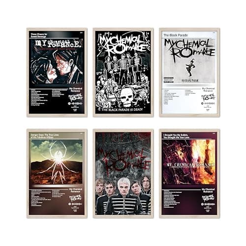 ETULLE My Chemical Romance Poster Rock Band Album Cover Posters for Room Aesthetic HD Print Music Wall Art Girl and Boy Teens Dorm Decor Set of 6 8in x 12in Unframed - Image 1