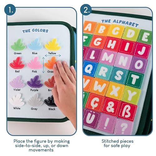 BONNYCO Busy Board for 1 Year Old Animals. Montessori Busy Book for Toddlers 1-3 2-4, Felt Quiet Book Baby. Montessori Toys, Toddler Learning Toys for Travel, Airplane, Car. Educational Activity Board thumbnail 8